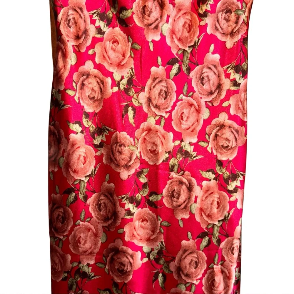 Wild Fable Women’s Satin Maxi Dress Red Floral Bodycon Size M NWT - Picture 4 of 16